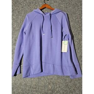 Danskin Womens Soft Fleece Hoodie Violet Royale Sweatshirt Pullover Size L